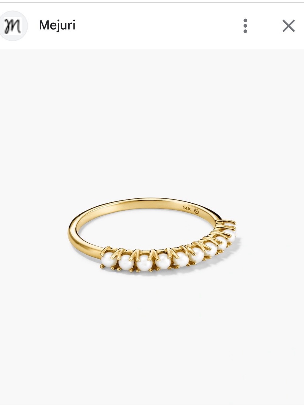 Mejuri 14K Gold Pearl Eternity Ring - White Pearls